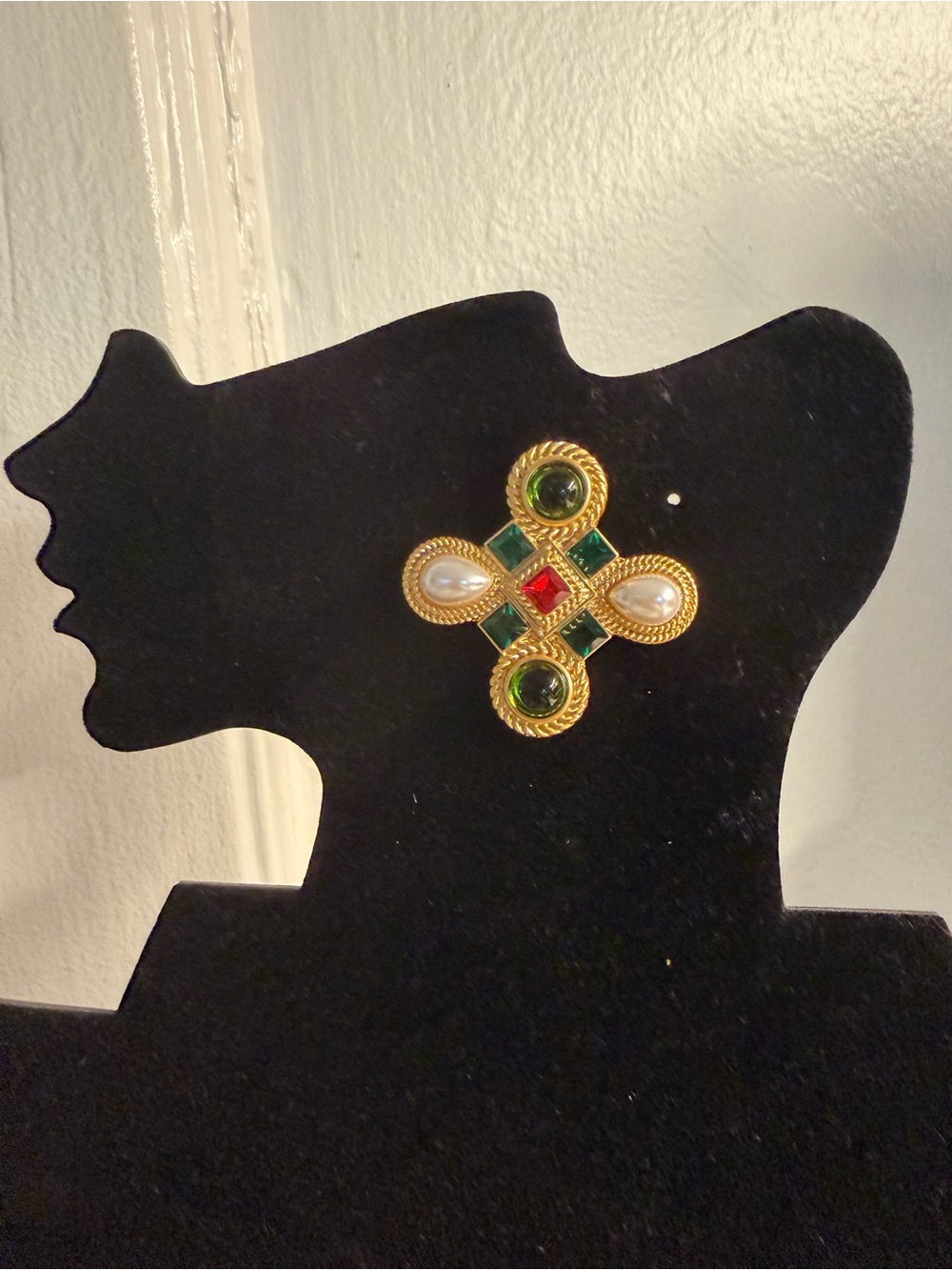 Vintage Inspired Cabachon & Faux Pearl Earrings